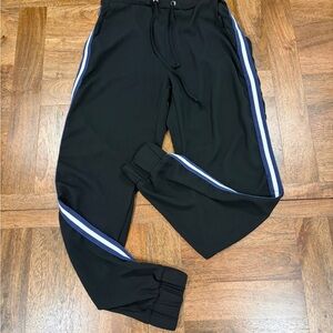 Romeo & Juliet Couture Black Joggers with Blue Side Stripe Womens Size S